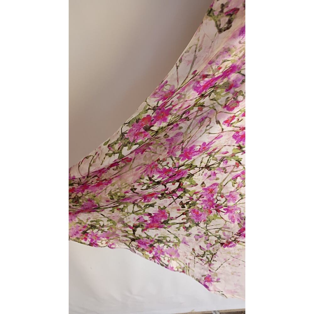 Vintage Bebe Y2K 100% Silk Watercolor Floral Halter Dress Pink White High Low XS - Picture 8 of 13